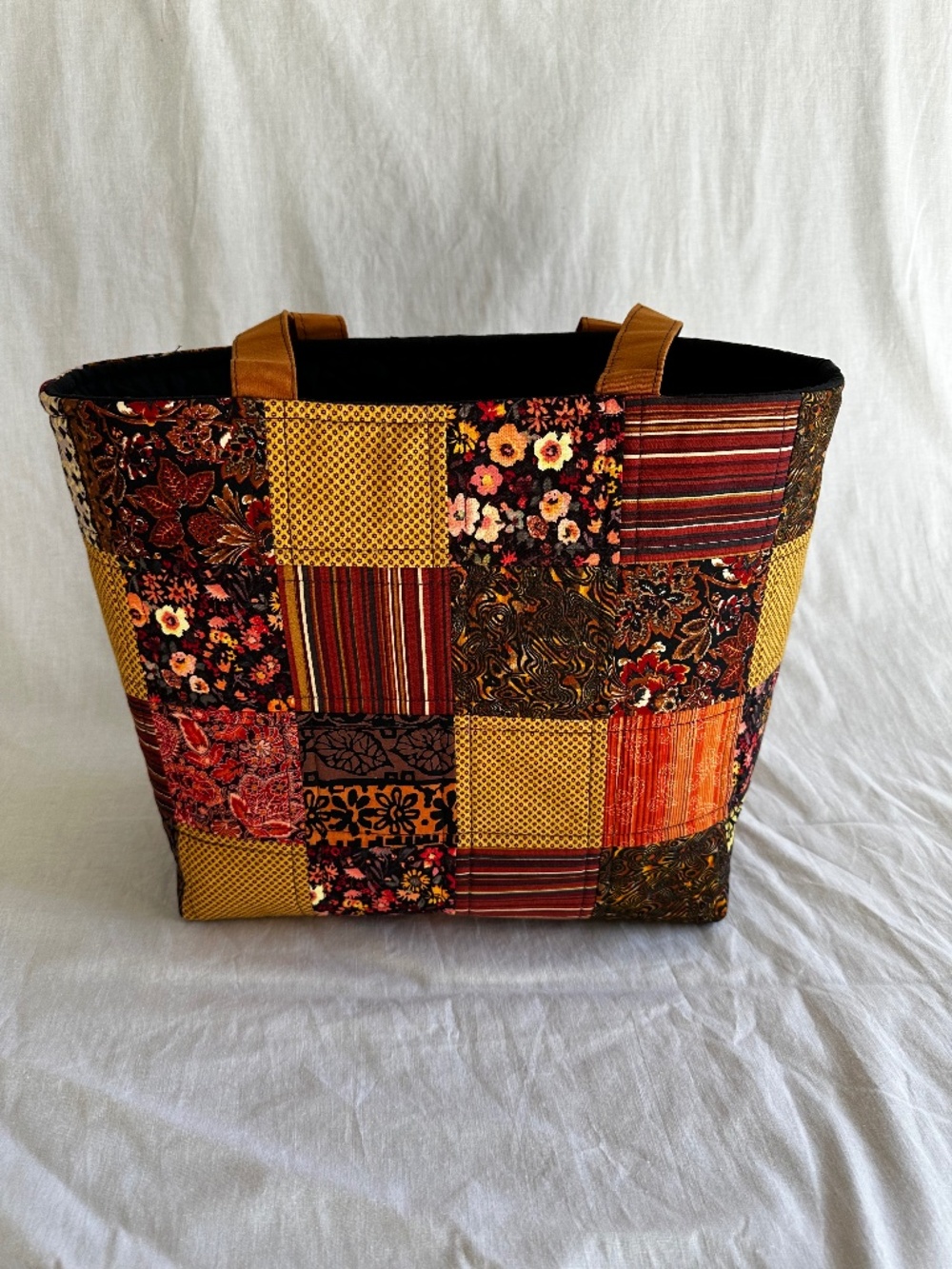Handmade Nature-Inspired Quilted Tote | One-of-a-Kind Earth Tone Cotton Bag by B